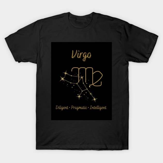 Astrology Collection - Virgo (Symbol & Constellation) T-Shirt by Tanglewood Creations